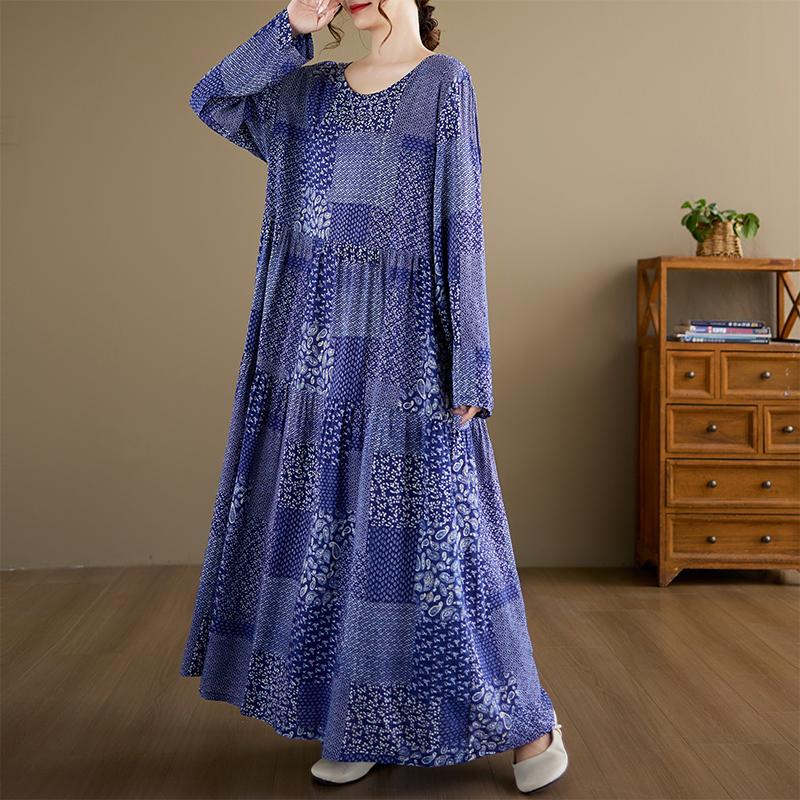 DIMANAF New 2026 Women Plus Size Spring Summer Beach Long Dress Lady Loose Oversize Maxi Print Floral Dresses