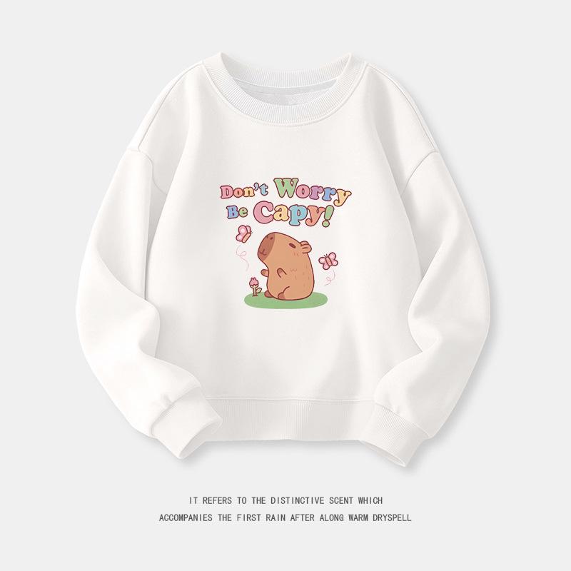 Cartoon Capybara Round Neck Sweatshirt for Boys and Girls - Spring/Autumn Long-Sleeve Shirt