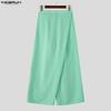 INCERUN Men Back Elastic Waist Wrap Casual Baggy Long Wide Leg Pants Trousers