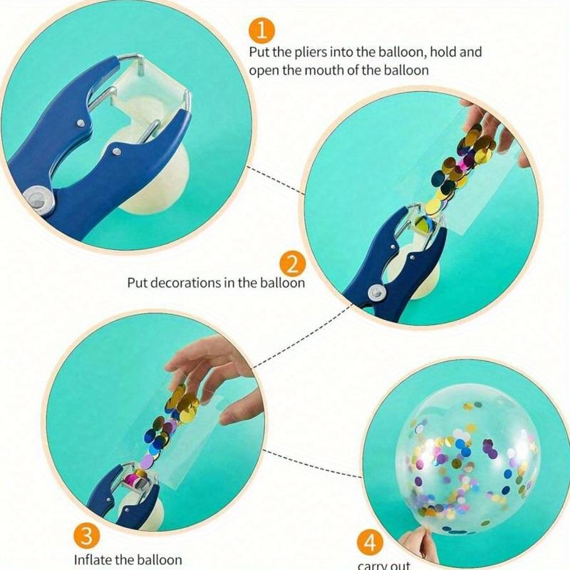 1PC Balloon Expander Pliers Balloon Stuffing Tool Blue Stainless Steel Balloon Stretcher Sequin Filling Pliers for Filling Balloon Sequins Petals