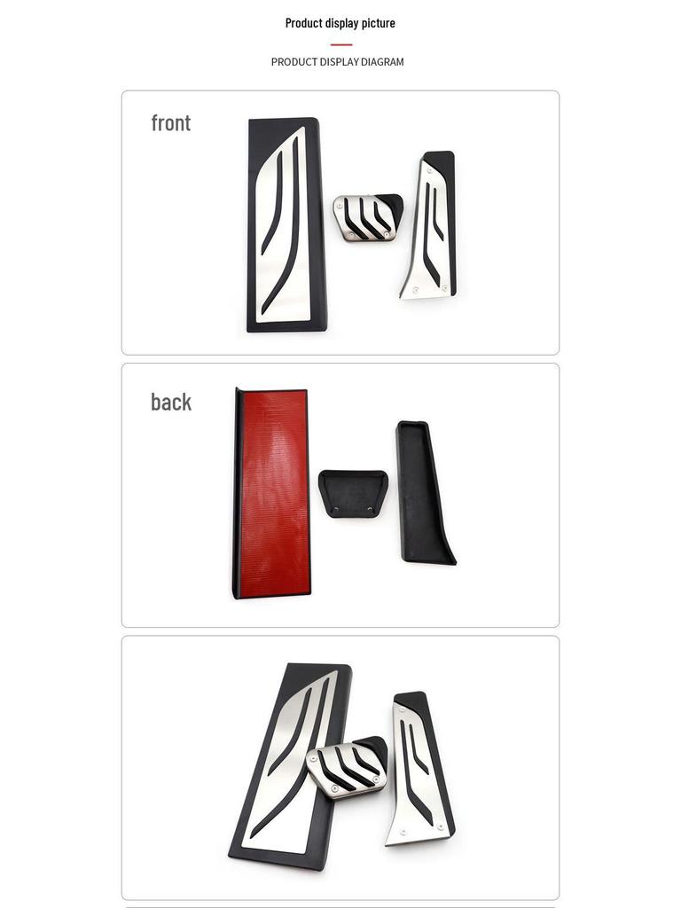 Non-Slip Pedal Covers for 18-20 BMW X3: Accelerator, Brake, Rest Area Modification.