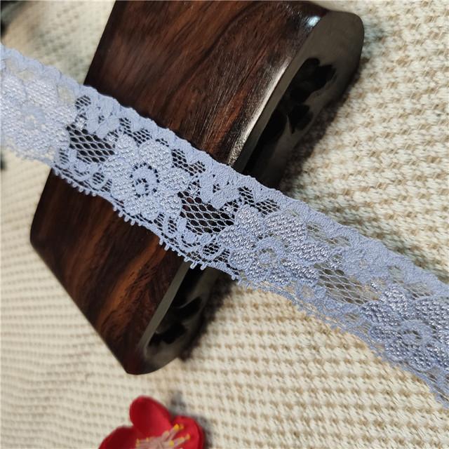 Narrow Small 3 cm Width White Elastic Raschel Lace Trim Organza Fabric Material for Wedding Dresses Sofas Curtains Lingerie
