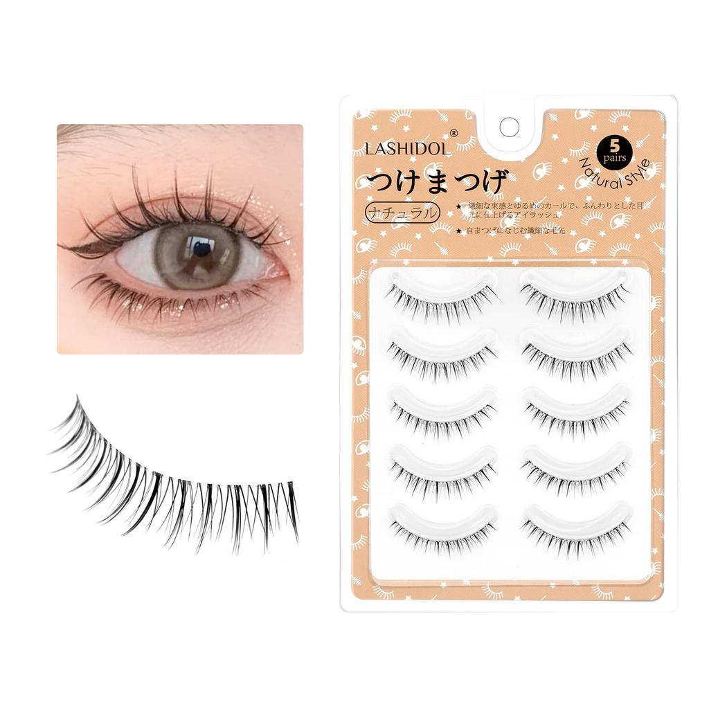 LASHIDOL False Bundled Transparent Shaft Handmade False DIY at Natural False 5 Pairs for Daily Makeup Eyelashes, Natural, Eyelashes, Eyelashes, Home,