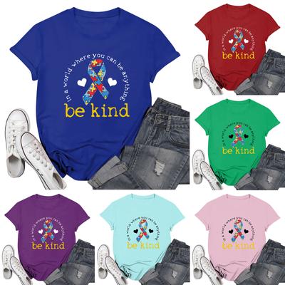 Women's Casual Printed T-Shirt Round Neck Pullover Short Sleeve Top