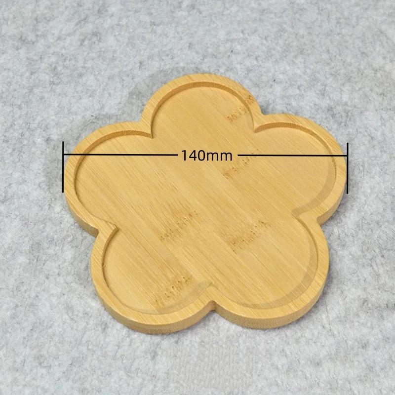 Multi Bamboo Tray Wood Saucer Flower Pot Tray Cup Pad Coaster Plate Kitchen Decorative Plate Creative Coaster Coffee Cup Mat