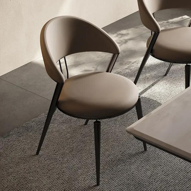Italian Minimalist Dining Chair Modern Back Nordic Light Luxury Designer Hotel Home Restaurant Leather Chair