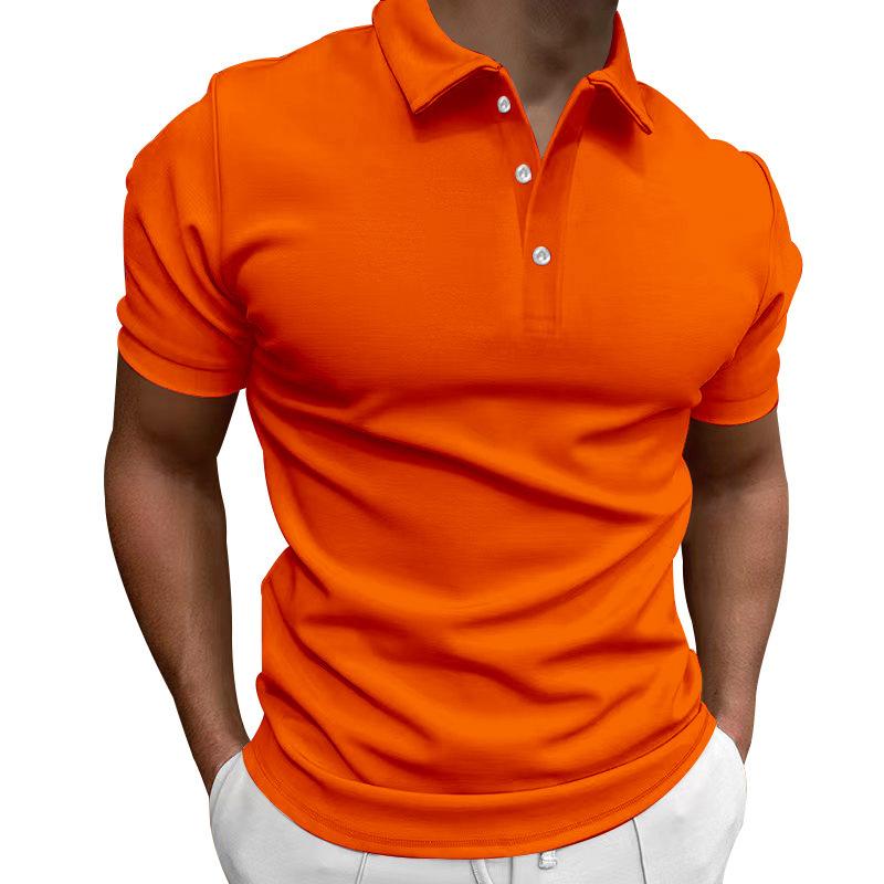 Summer Men's Polo Shirt Solid Color Short-sleeved Lapel T-shirt Casual Fit Top European and American Men's Clothing
