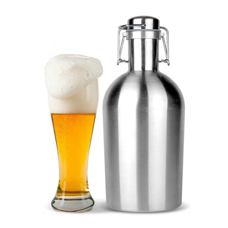 64oz nerezová ocelová pivní growler Swing Top Hip Flask Ultimate 1,9L pivní láhev