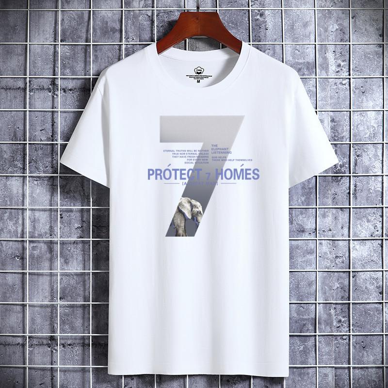 

Мужская футболка с короткими рукавами, хлопковая летняя рубашка с круглым вырезом, корейская версия спортивной футболки со свободным дном L белый