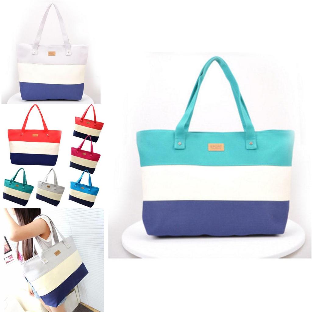 Chic Women Canvas Stripe Handbag With Premium Quality For Summer Essentials