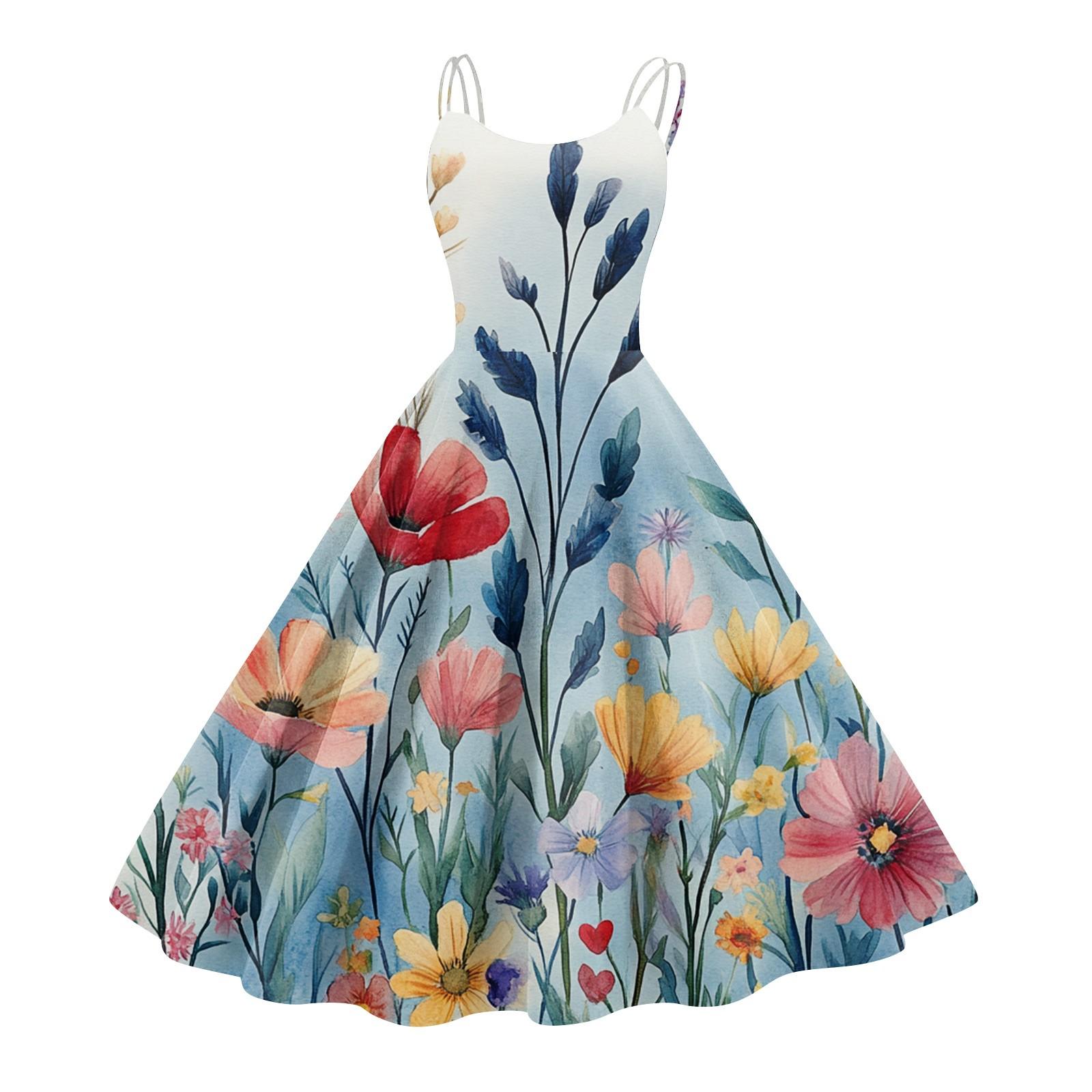 Женское повседневное модное платье с цветочным принтом, сексуальное с открытыми плечами, панк-ретро платье, ретро платье S