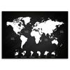 Canvas print, World map black and white