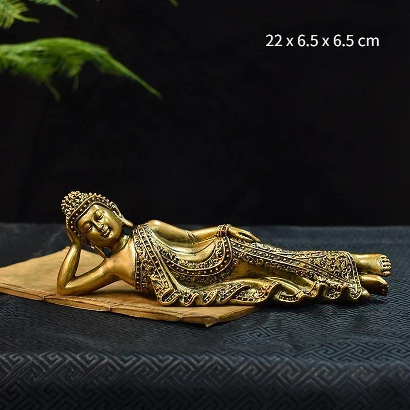 Golden Buddha Statue Buda Sculptures Resin Indoor Fengshui Figurines India Thailand Buddhism Home Decor Art Crafts for Interior