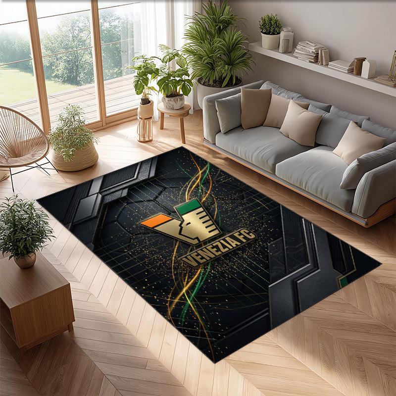 Venezia FC Football Print Crystal Velvet Rug, Comfortable Water Absorbent Non Slip Indoor Floor Carpet