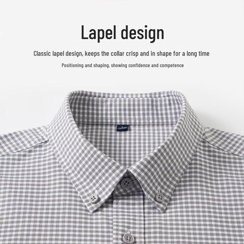 ROMON Men's Plaid Long-Sleeve Cotton Shirt