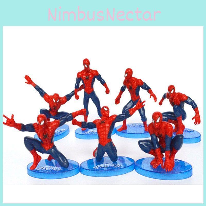 Spiderman 7pcs Mini Figures Pvc Miniatures Desktop Cake Topper Decoation Pvcactionfigure