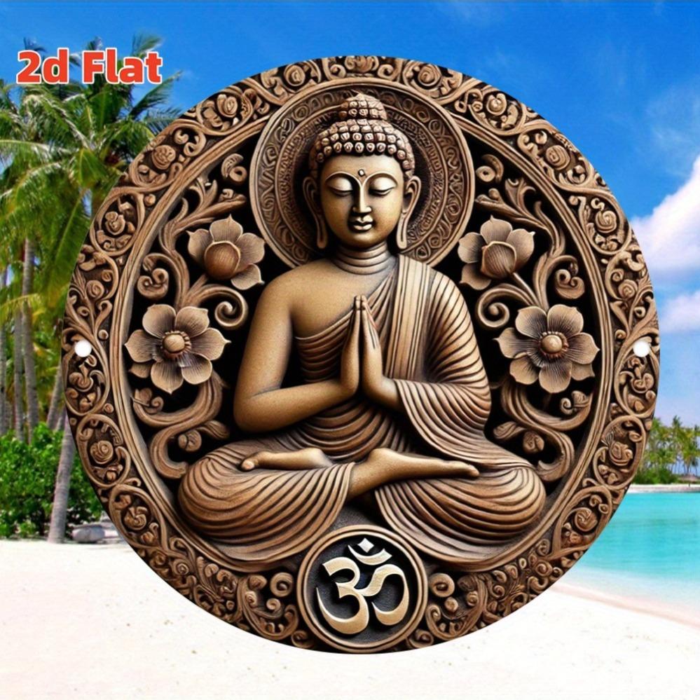 

Metal Wall Art Buddha Statue Musical Lotus Zen Home Decor білий