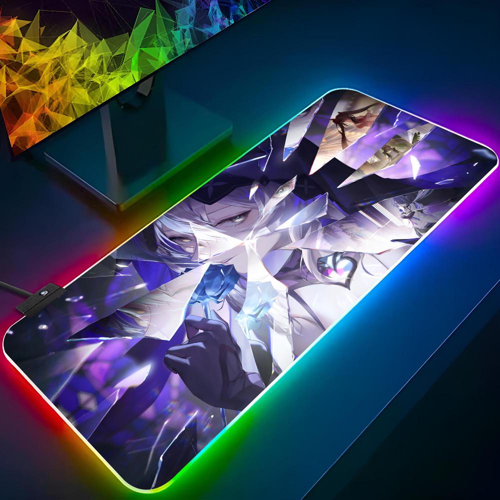 Black Swan Honkai Star Rail Cartoon Mouse Pad Gaming Rgb Mousepad Backlit Keyboard Gamer Girl Xxl Laptop Mat Table Pads Deskpad
