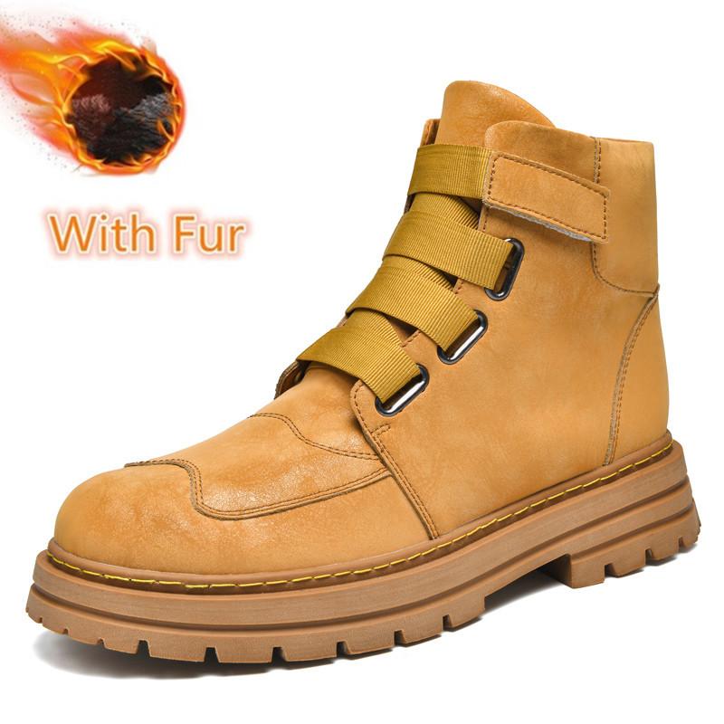 

Fashion Suede Leather Men Super Warm Snow Boots Fashion Winter Mens Ankle Boots New All-match Men Shoe Outdoor Sneakers Motorcycle Boots 46