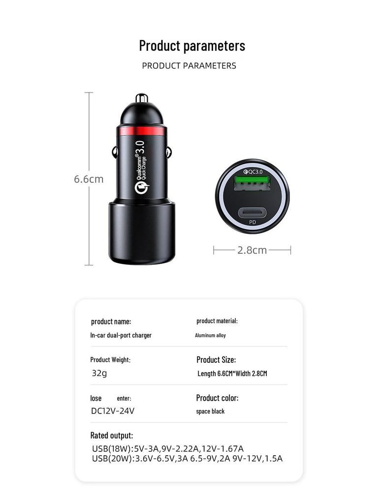 Fast Charging USB Car Charger for Apple, Huawei, Xiaomi