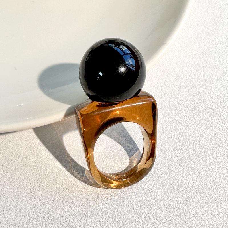 Mode Personlighet Design Harts Kulformad Fyrkantiga Ringar För Kvinnor Temperament Geometrisk Tjock Chunky Fingerring Smycken Fest