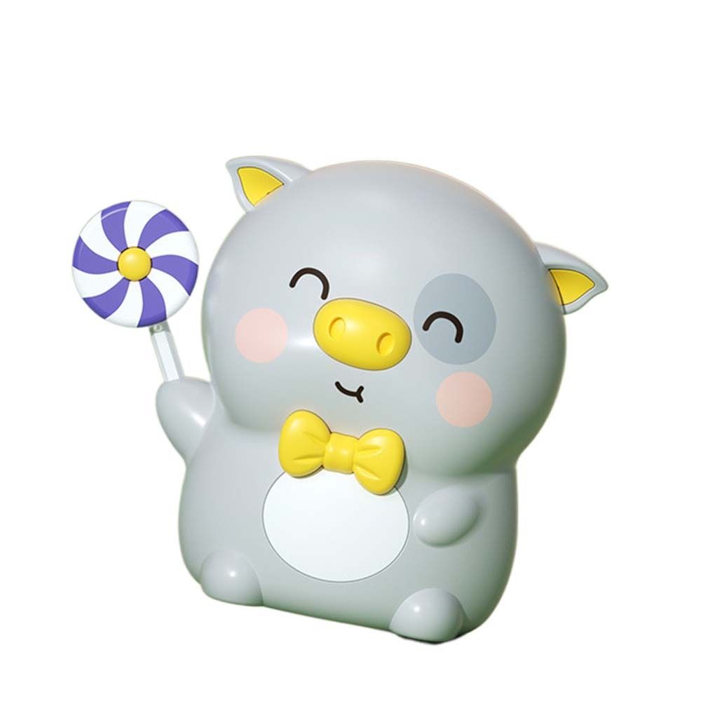 

Unbreakable Cartoon Piggy Bank With Key Switch Pig Shaped Safe Box Creative Toy серый