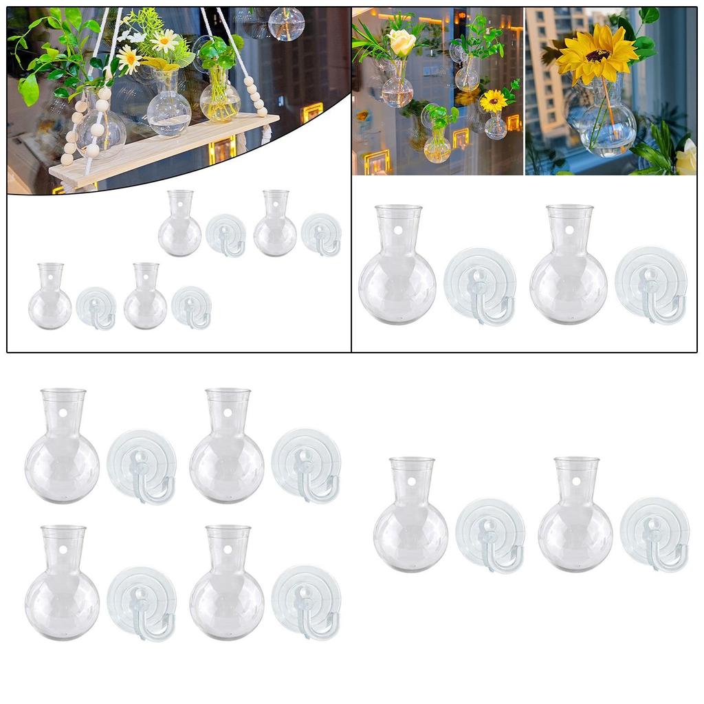 Hängender transparenter Vasenbehälter mit Saugnapfhaken Fenster-Vermehrungsstationen für Wohnzimmer-Vermehrung Büro-Dekor