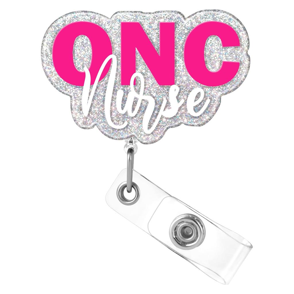 Badge Reel With Belt Clip  Nurse Badge Reel  Department Name Tag Glitter Acrylic Badge Reel For Nurse