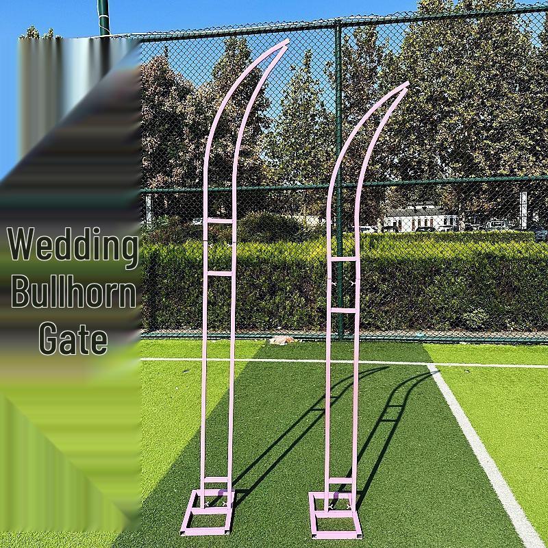 

New Outdoor Wedding Iron Arch Flower Stand – Ox Horn Gate Decoration