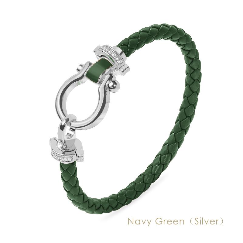 MOONLIGHT Women's Classic Horseshoe Shape Bracelet Genuine Braided Leather Bracelet Female Jewelry Present 11 Colors