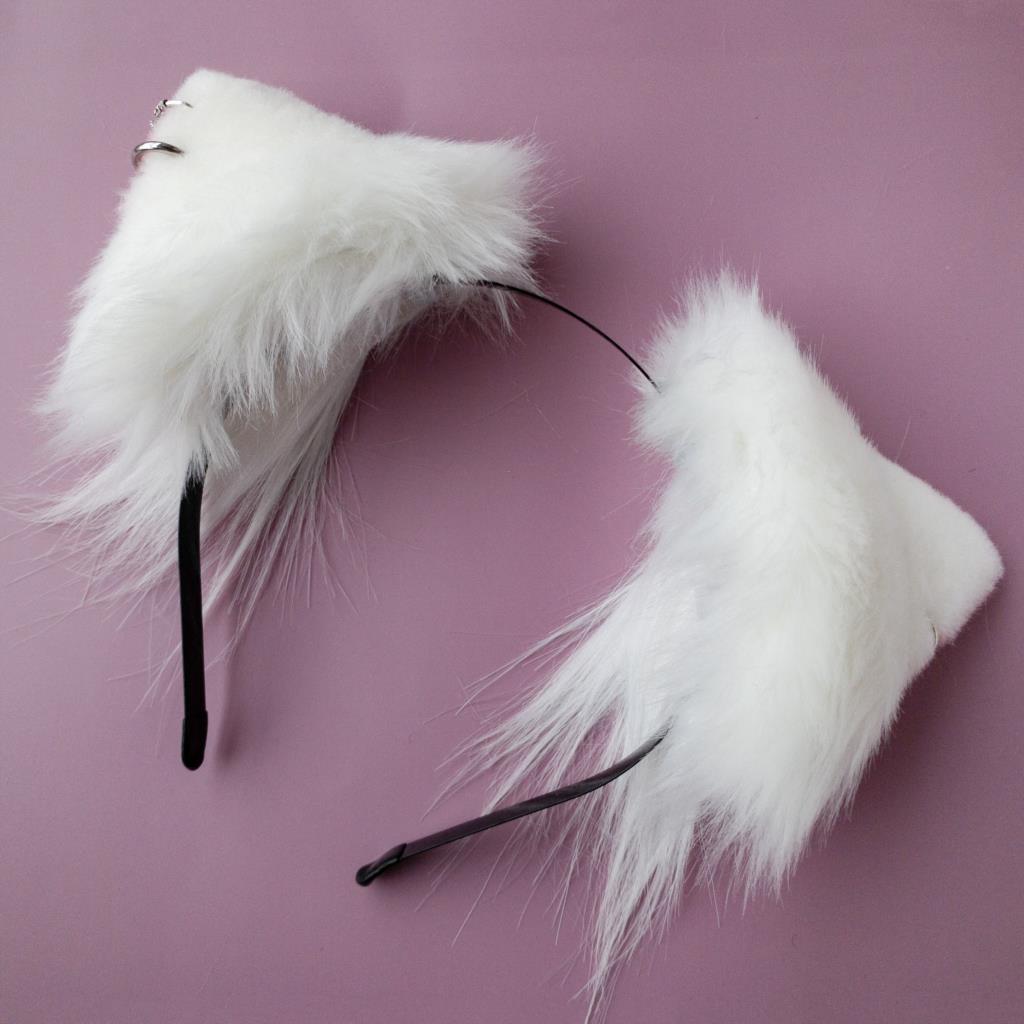 White cat ears pink beast ear tire lovely cosplay Lolita hand yellow ear clip kc hair band