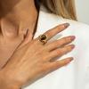 Maillard Oval Tiger's Eye Stainless Steel Ring for Women Vintage Adjustable Gold Plated Finger Ring Party Jewelry Gift
