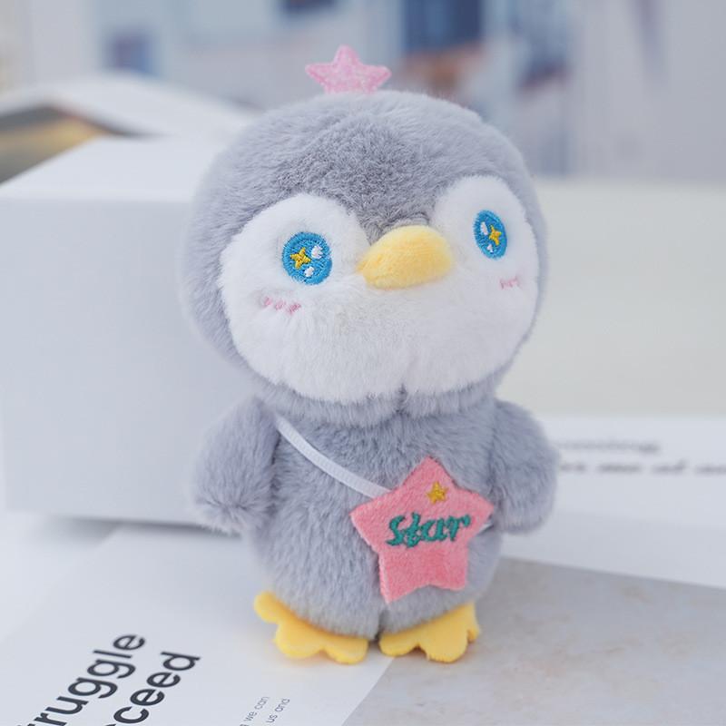 Adorable Plush Penguin Keychain With Star Pattern In Soft Velvet Cotton Stuffing