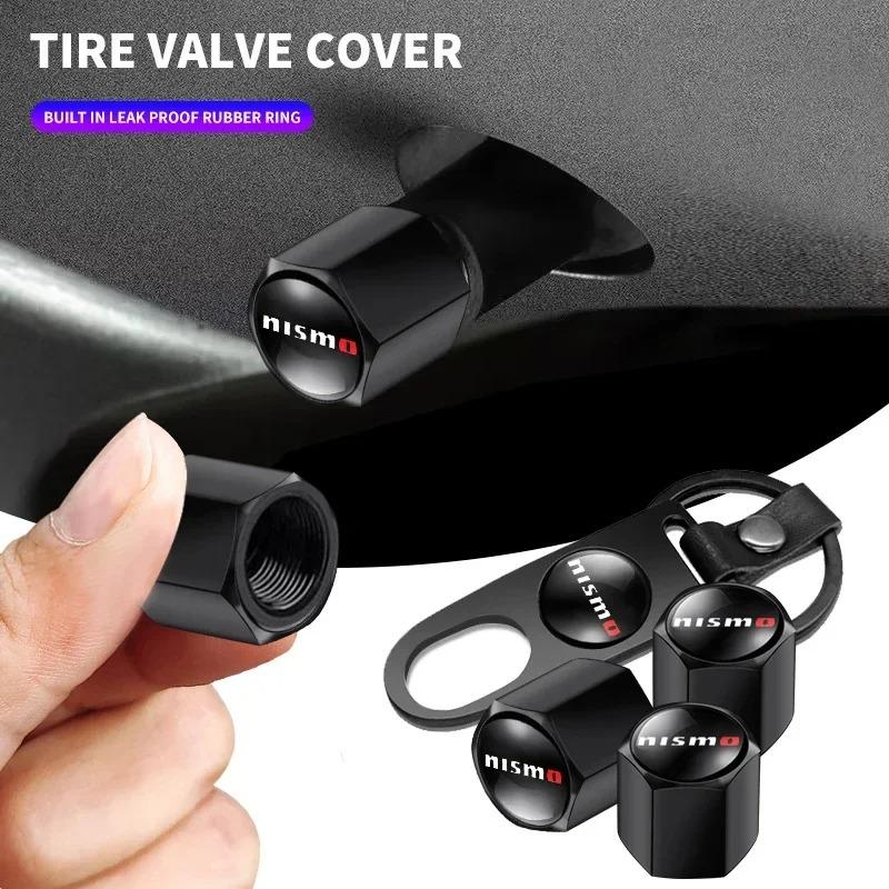 Car Emblem Stainless Steel Wheel Tire Valve Stem Caps Keychain for NISMO Nissans Tiida Teana Skyline Juke X-trail Almera Qashqai