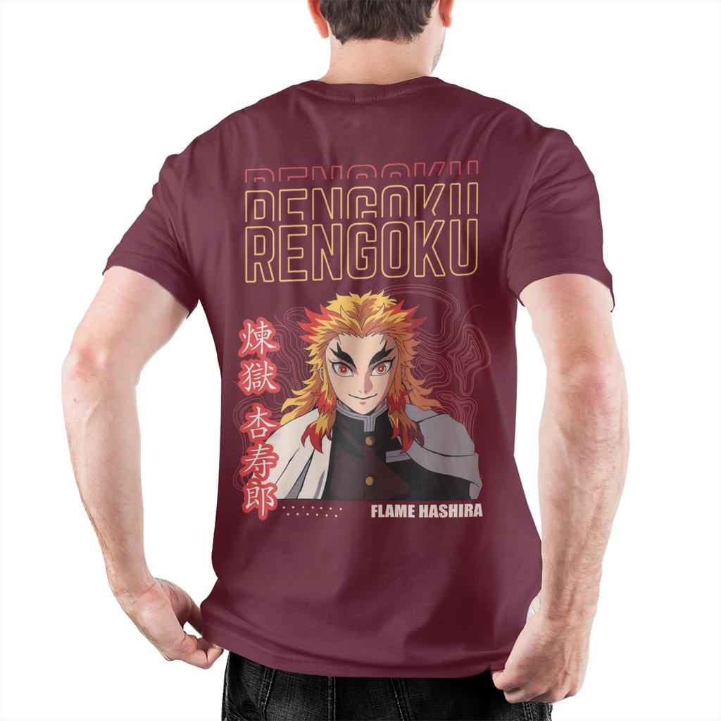Mens Rengoku Kyojuro Demons Slayers T Shirt  Pure Cotton Tops Fashion Short Sleeve O Neck Tee Shirt Birthday Present TShirt