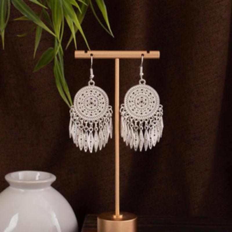 New Miao Long Tassel Minority Earrings, Light Luxury Miao Silver Exaggerated Fashion Temperament Earrings