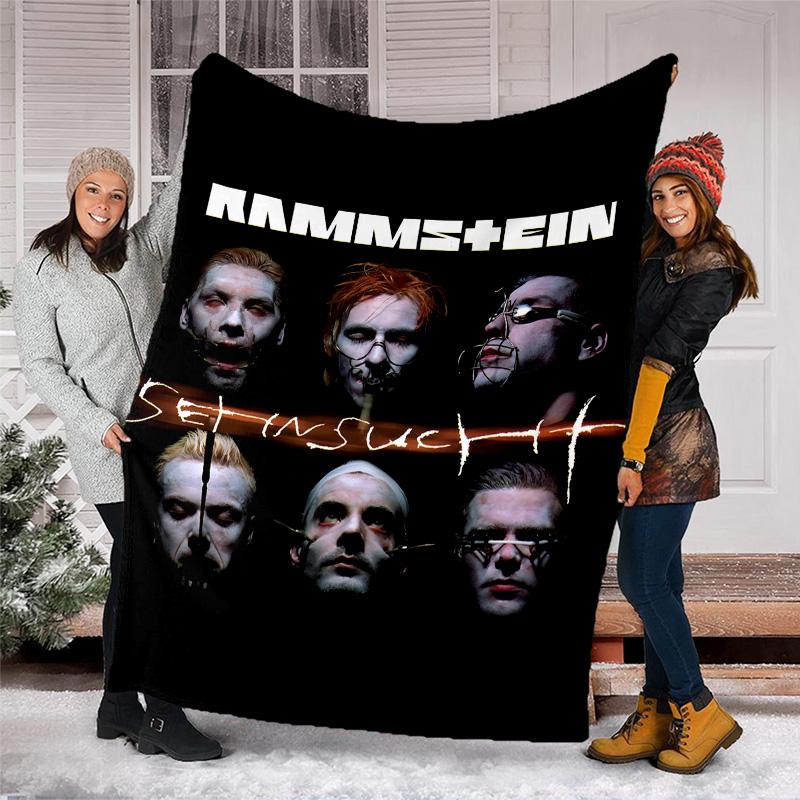 1pc Rammstein3 Theme Blanket - Digital Print, Polyester, Cozy for All Seasons, Perfect for Outdoor, Camping, and Travel