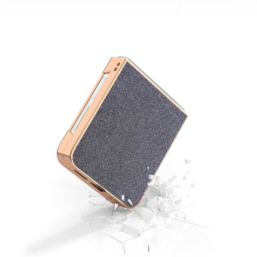 For Samsung Galaxy Z Flip7 FE 5G/Z Flip6 5G Case Electroplating Phone Cover Glitter Surface Design PU+TPU Protective Case