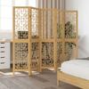 5 Piece Room Divider Brown Solid Paulownia Wood