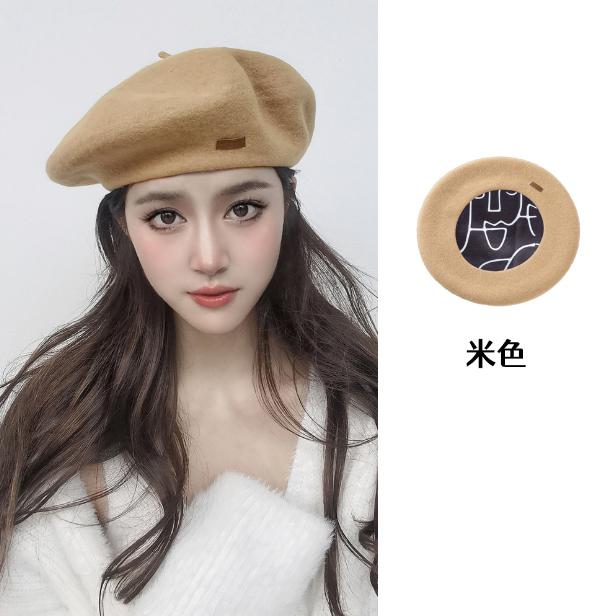 Große Größe 60 cm Wollbarett Wintermützen für Damen Warm halten Mode Malerhut Damen Einfarbige Boina Lässige Beanie Große Größe
