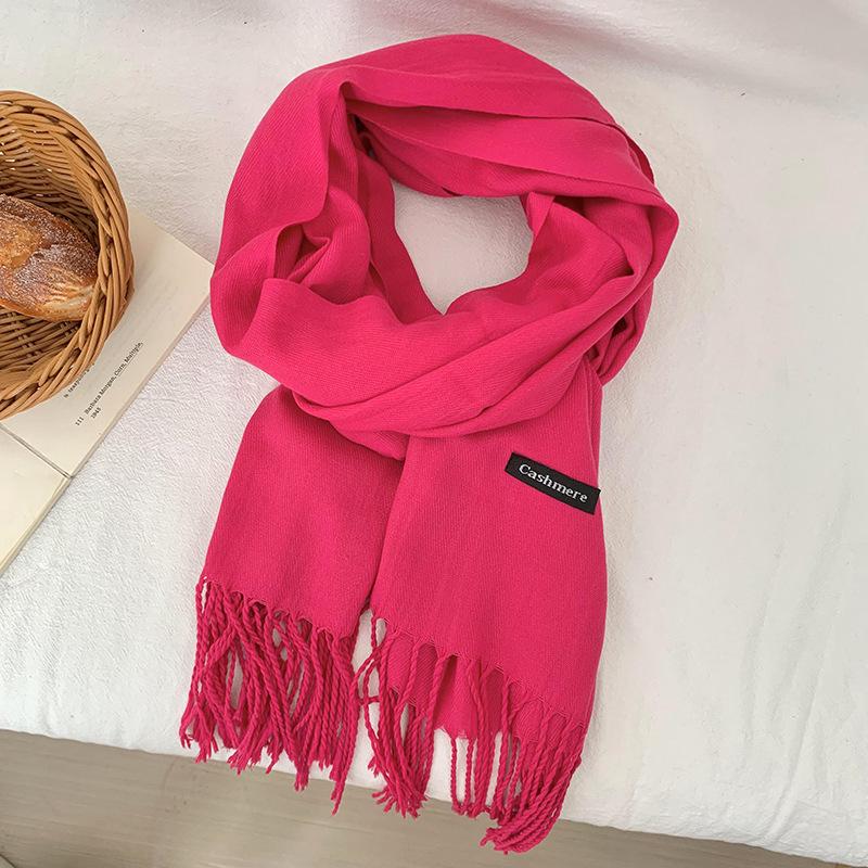 Scarf women's winter high-end sense new imitation cashmere solid color versatile warm fringed shawl scarf