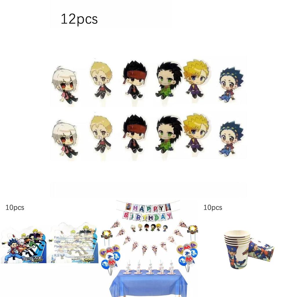 Vibrant Happy Birthday Balloons Beyblade Burst Theme Party Set For Boys Celebrations