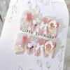2024 New 24Pcs One Box Wearable Press On Fake Nails Butterfly Pearl Bowknot Flower Fashion Wear Nail Wedding Party Nail Patch