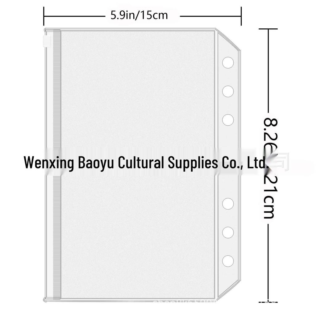 A5/A6 Six-Hole PVC Zipper Binder with Multifunctional Pockets for Cards and Receipts