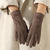 Autumn Winter Thin Not Bloated Suede Stripe Women's Gloves Keep Warm Touch Screen Elasticity Fashion Elegant Outdoor Cycling