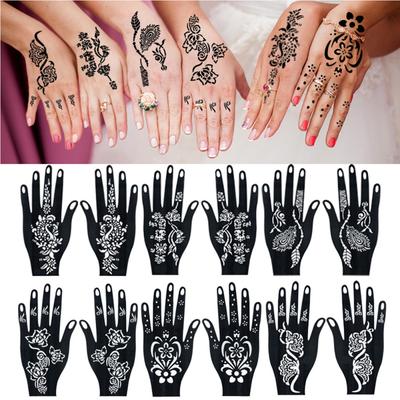 Testfestés Henna Henna Tetováló Sablonok Henna Tetováló Paszta Vízálló Ideiglenes Tetováló Készlet Nőknek