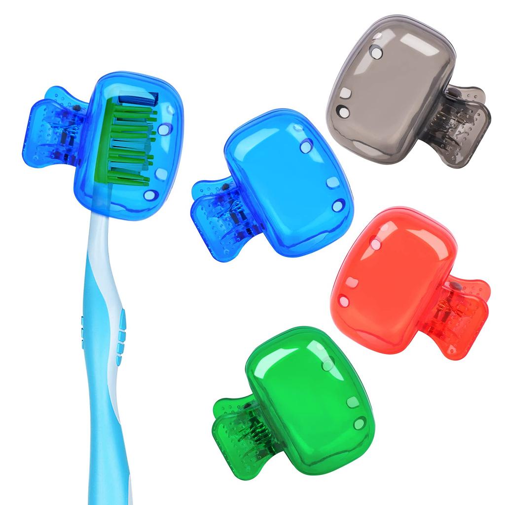 4PCS Travel Toothbrush Head Covers, Portable Protective Toothbrush Caps for Home, School, Bathroom, Business, Camping Use