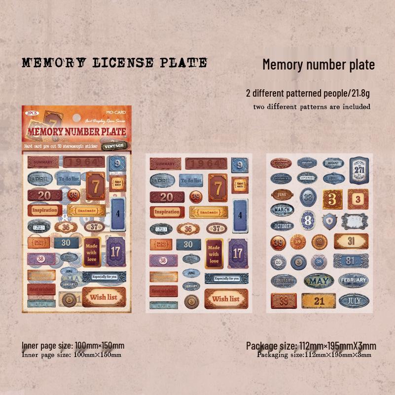 MoMo Waste Removal Stickers - Retro 3D Numbers Journal Hard Card Series