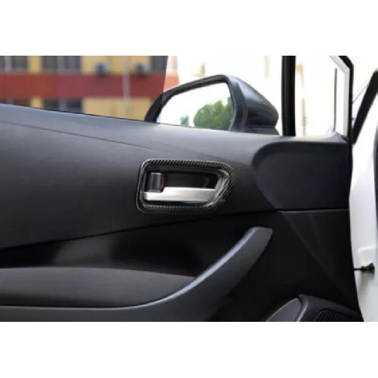 Inner Door Handle 4pc Frame Trim Steel Carbon Fiber For Toyota Corolla -