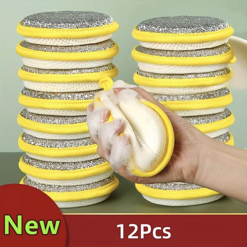 12pcs, Cleaning Sponge, Scouring Pad, Square Dish Cloths, Simple Style Dish Towel, Cleaning Cloth For Sink Or Kitchen Stove,